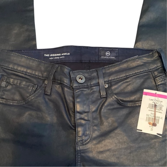 ❤️AG (Adriano Goldschmied )jeans Faux Leather Ankle-Length Skinny Pants Bl… - Picture 2 of 8